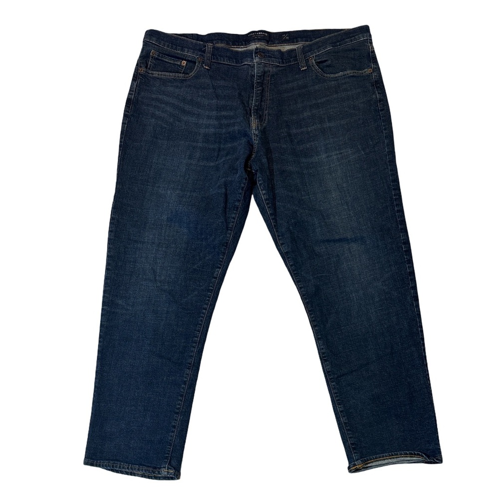 Lucky Brand mens 42x30 straight fit 221 dark wash cotton blend denim blue jeans